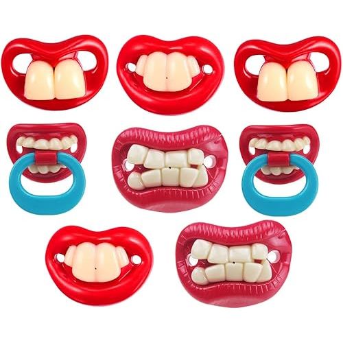 LUOZZY 8pcs Funny Baby Pacifiers Silicone Newborn Baby Teeth Pacifiers Cute Baby Pacifier Soft Newborn Soothing Teething Toy