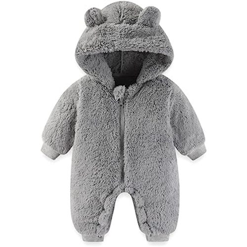Newborn Baby Bear Onesie Outfit Suit Girls Boys Fleece Jumpsuit Romper Hooded Winter Snowsuit Clothes