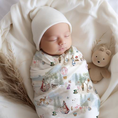 Alice in Wonderland Baby Swaddle Blanket, Baby Gift, Alice in Wonderland Nursery, Fairytale Nursery, Baby Shower Gift, Baby Girl