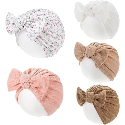 Newborn Baby Hospital Hat Soft Cotton Toddler Kids Girl Head Wrap with Big Bow Cap