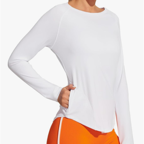 IUGA Rash Guard for Women with Pockets UPF 50+ SPF Shirts for Women Long Sleeve UV Sun Protection Clothing Hiking Swim Shirt