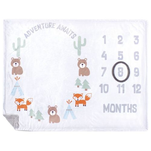 Hudson Baby Infant Boy Plush Holiday And Milestone Blanket, Adventure Awaits, One Size