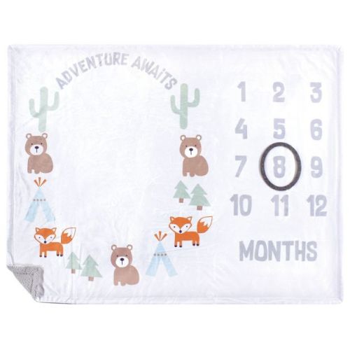 Hudson Baby Infant Boy Plush Holiday and Milestone Blanket, Adventure Awaits, One Size