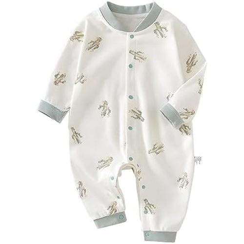 100% Organic Cotton Soft Baby Romper Jumpsuits for Boys and Girls Unisex, Long Sleeve, 0-24 Months