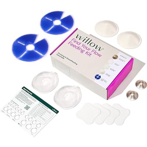 Willow Find Your Flow Feeding Kit, 13-Piece Breastfeeding Essentials Kit, Nipple Protection & Pain Relief from Common Breastfeeding Problems, Postpartum Care Kit