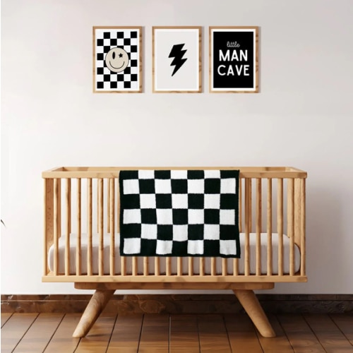 Checkered Plush Blanket | Black