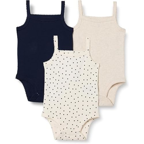 Amazon Essentials Baby Girls' Cotton Sleeveless Bodysuits, Baby Clothes, Pack of 3