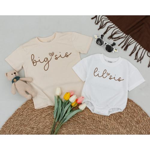 Big and Little Sis Matching Shirts, Cute Big Sister Toddler Shirt, Personalized Sibling Shirts, Baby Announcement, Baby Boys Girls Clothes