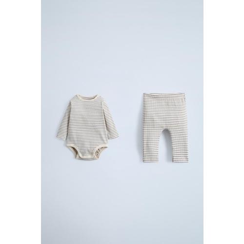 STRIPED BODYSUIT AND LEGGINGS PACK - Light gray | ZARA United States