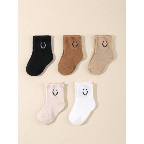 5pairs/set Baby Cartoon Pattern & Solid Color Socks | SHEIN USA