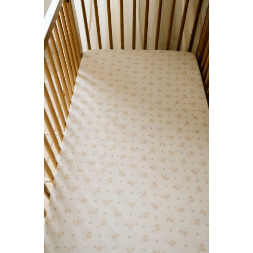 Oilo Print Orgainc Cotton Muslin Crib Sheet, Eggshell