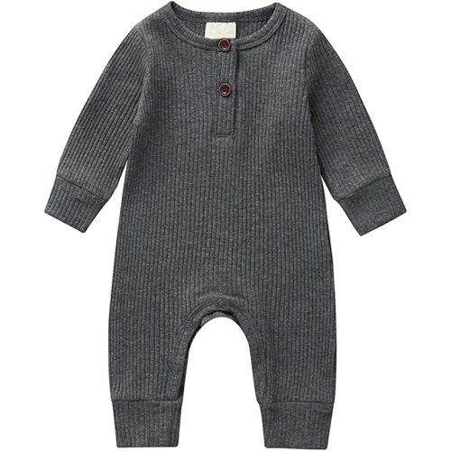 CIYCUIT Newborn Baby Boy Romper Clothes Infant Solid Ribbed Onesie Bodysuit Jumpsuit Outfits - B2 Grey - 0-3 Months
