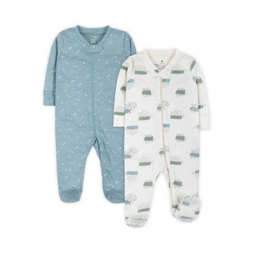 Little Star Organic Baby Boys 2Pk Sleep n Play, Size Newborn-9 Months