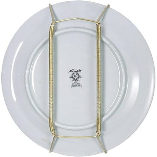 Rocky Mountain Goods Plate Hanger for Wall and Mounting Hardware - Fits Decorative Plates and platters - Heavy Duty Polished Brass - Vinyl Non Scratch Hooks - Includes Wall Mount kit (7" - 10")