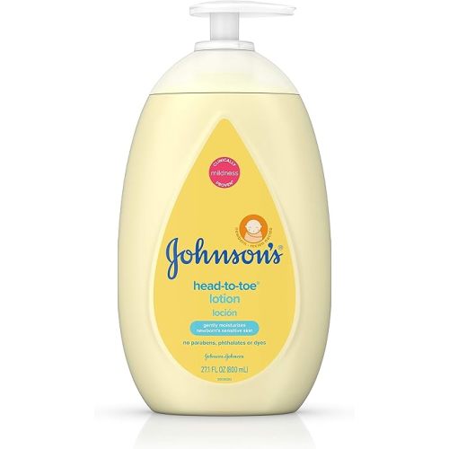 Johnson's Head-to-Toe Moisturizing Baby Body Lotion for Sensitive Skin, Hypoallergenic and Paraben-, Phthalate- and Dye-Free Baby Skin Care, 27.1 Fl Oz (Pack of 1)