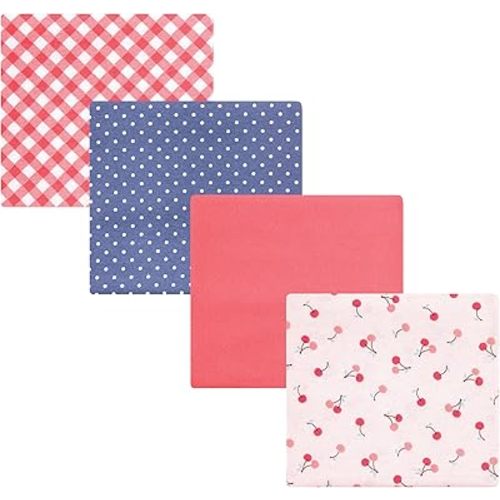 Hudson Baby Unisex Baby Cotton Flannel Receiving Blankets, Cherry Sweet, One Size