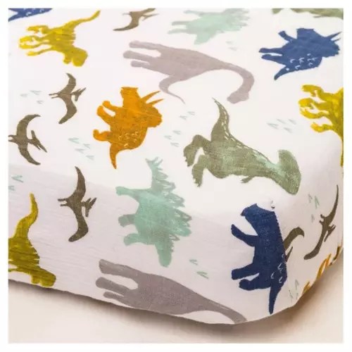Little Unicorn Fitted Crib Sheet - Dino Friends