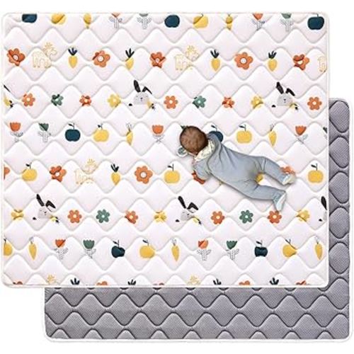 Odorless Premium Foam Baby Play Mat 50" x 50", Soft Microfiber Fabric Crawling Mat for Floor- Comfortable and Hypoallergenic, Non-Slip Cushioned Floor Playpen mat for Infants,Babies,Toddlers