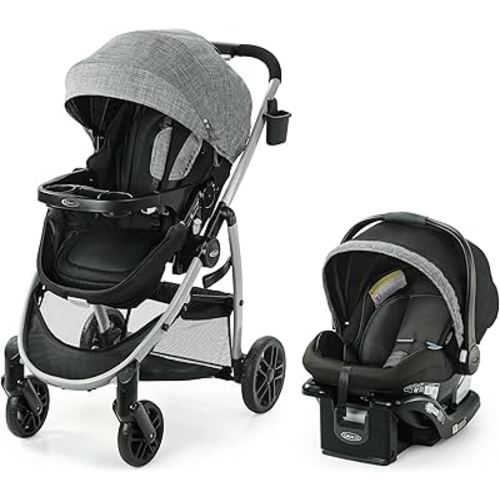 Graco Modes Pramette Travel System | Stroller & Car Seat Combo | 3-in-1 Stroller Modes | Includes Graco SnugRide 35 Infant Car Seat | Ellington
