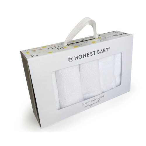 10-Pack Organic Cotton Baby-Terry Wash Cloths, Bright White | Honest Baby Clothing