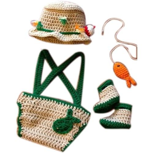 Newborn Photography Props Baby Photo Outfits Crochet Kintted Fisherman Set