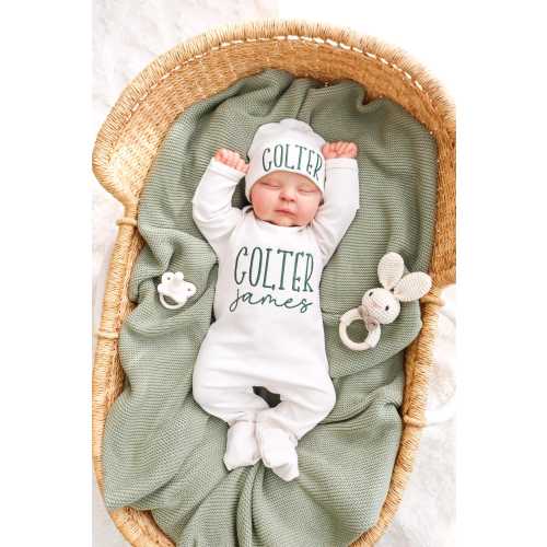 Newborn Baby Outfit, Custom Baby Apparel, Personalized Baby Coming Home Outfit, Embroidered Newborn Outfit, Baby Shower Gift, Bodysuit Baby
