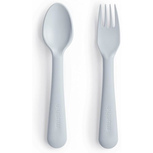 mushie Flatware Fork and Spoon Set for Kids | Made in Denmark (Cloud)