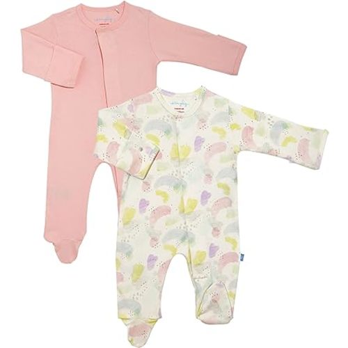 12-18 months Magnetic Me Simply (2 Pack) Footie Pajamas 100% Organic Cotton Baby Sleepwear Quick Magnetic Fastener Sleeper