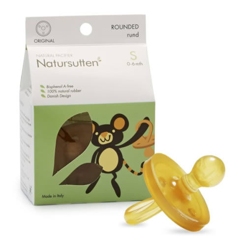 Natursutten Pacifiers 0-6 Months - 1-Pack Original Shield Round Nipple Natural Rubber Safe & Soft BPA-Free Pacifiers for Breastfeeding Babies - Newborn Pacifiers Made in Italy