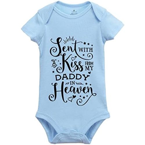 Sent with A Kiss from My Daddy in Heaven Newborn Short Sleeve Crawl Baby Bodysuit