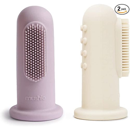 mushie Baby Finger Toothbrush (Soft Lilac/Ivory) 2-Pack