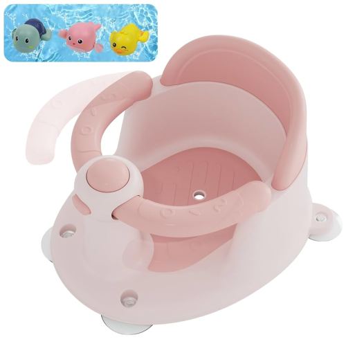Baby Bath Seat for 6 Months & Up, Seats for Babies Sitting Up, 3 Toys, Open Design, Non-Slip, Compact Toddler Seat