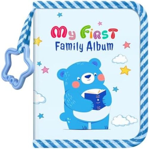 Fintie Baby Photo Album 4x6 Inch, 18 Photos My First Family Album Book with Soft Cloth Cover & Hook for Newborn/Toddlers/Kids/Baby Shower Memory Birthday Gifts, Blue Bear