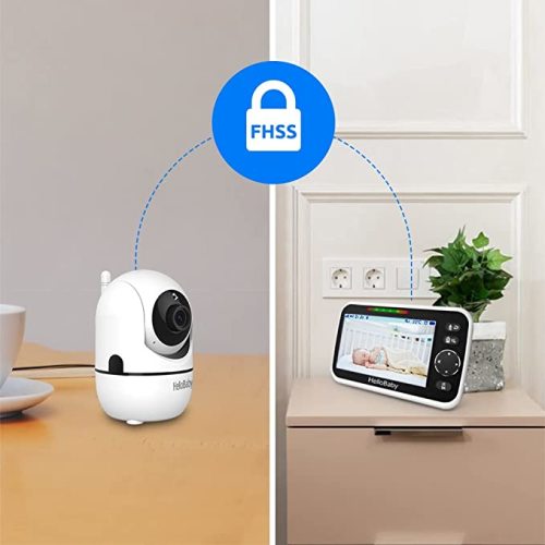 HelloBaby 5" Baby Camera Monitor, Monitor with Cameras and Audio, 2 Cameras Remote Pan/Tilt/Zoom, VOX Mode, Night Vision, 2-Way Talk, 8 Lullabies, Temperature and 1000ft Range - HB6550-2 Cams