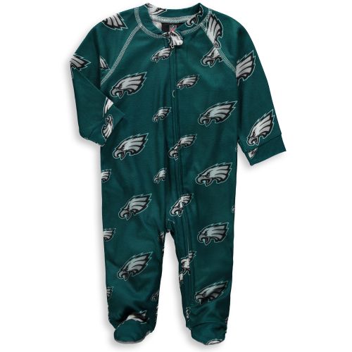Philadelphia Eagles Newborn Full Zip Raglan Coverall - Midnight Green 3-6 months