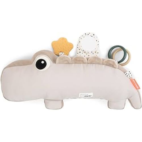 Done by Deer Croco Sand Tummy Time Activity Toy - Sensory Stimulation, Teether, Rings, Tactile Textures, Mirror, Crinkle Sounds, Jittering Crocodile Tummy