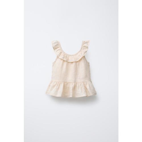 100% LINEN RUFFLE BLOUSE - | ZARA United States