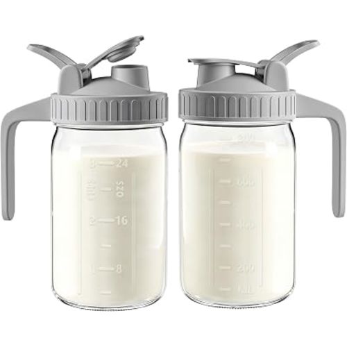 32 oz Breast Milk Pitcher, Glass Mason Jar Pitcher with Lid