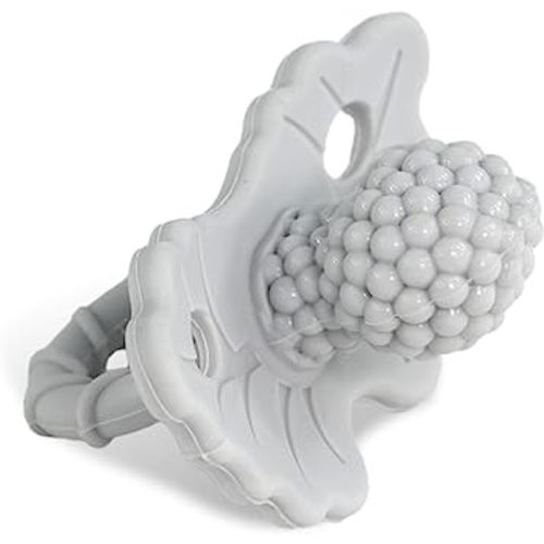 RaZbaby RaZberry Silicone Baby Teether Toy - Berrybumps Soothe Babies Sore Gums - Infant Teething Toy - Hands Free Design - BPA Free - Easy-to-Hold Design - Teething Relief Pacifier - Cookies & Cream