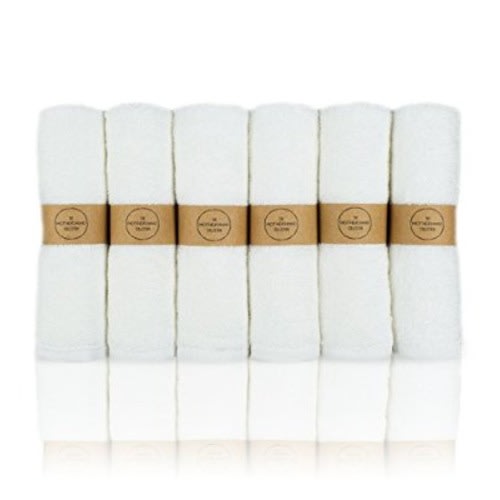 The Motherhood Collection 6 ULTRA SOFT Baby Bath Washcloths, 100% Natural Bamboo Towels, No-Dyes, Perfect Gift for Sensitive Baby Skin, 6 Pack 10"x10"