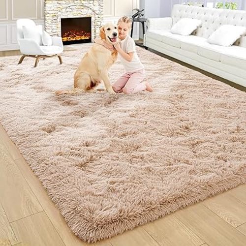 Noahas Large Fluffy Beige 8x10 Area Rugs for Living Room Bedroom,Thick Shag Throw Rug,Big Soft Shaggy Bedside Non-Slip Plush Dorm Nursery Kids Carpet
