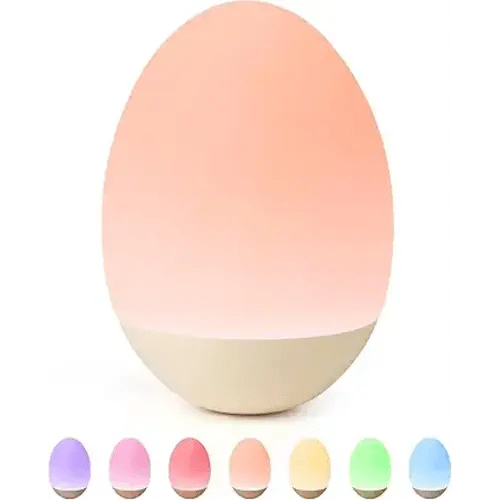 Egg Night Light for Nursery: Rechargeable Baby Touch Lamp | Soft rechargeable egg baby night light with touch control, stepless dimming and warm or RGB light for nursery and feeding