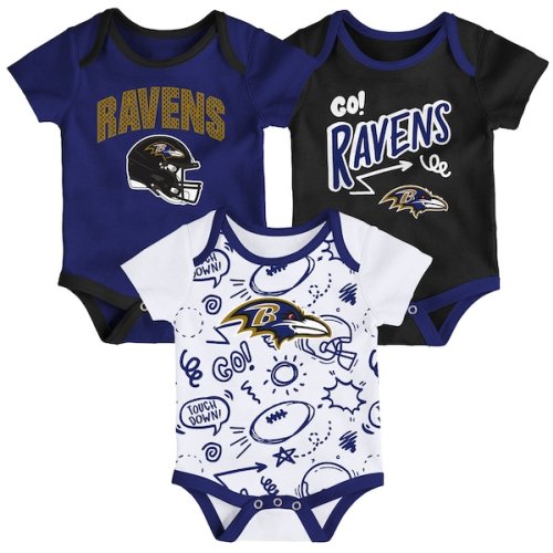 Infant Outerstuff Baltimore Ravens All Day Play Three-Piece Bodysuit Set