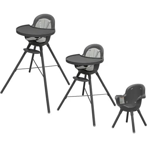 Boon GRUB Adjustable Baby High Chair - Convertible High Chair and Toddler Chair - High Chairs for Babies and Toddlers 6 Months to 6 Years - Dishwasher Safe - Gray