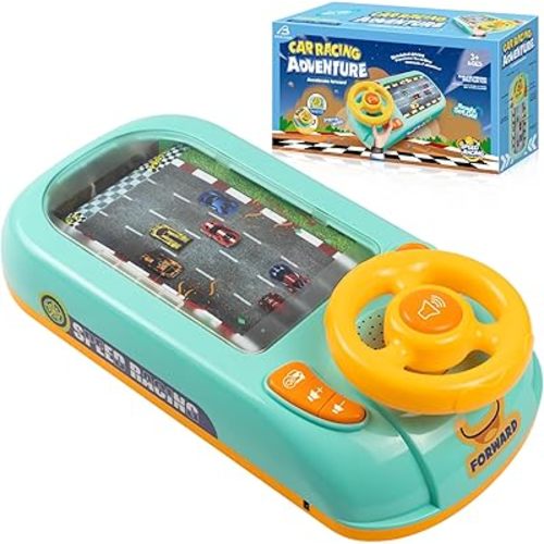 Musical Steering Wheel Toys for Boys 4-6: Toddler Simulated Driving Racing Car Game with Sound Ages 3+ Year Old, Interactive Educational Learning Race Truck for Kids Girls Xmas Birthday Gifts