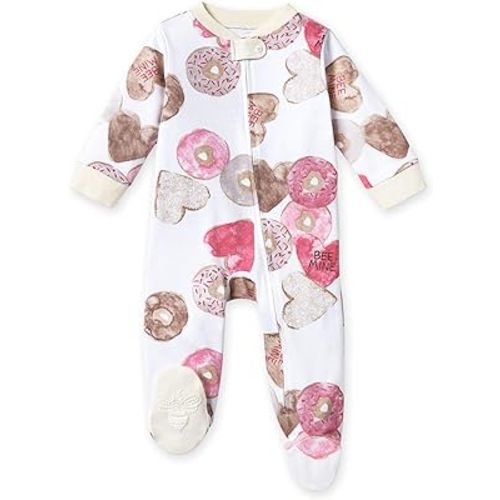 Burt's Bees Baby Girls Footed One-Piece Pajamas, Sleep and Play Loose Fit, 100% Organic Cotton, Sizes NB to 6-9 Months