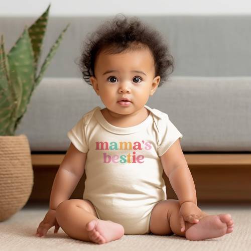 Mama's Bestie Onesie®, Mama And Mini Baby Bodysuit, I Love My Mom Apparel, Cute Mother's Day Present For Baby, (CA-M66)