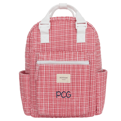 Minnow - poppy gingham coated everyday backpack