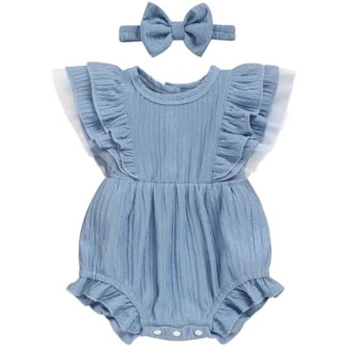 Ruffle Bubble Romper for Baby Girl | One-Piece Shorts Jumpsuit | Summer Outfit & Dress for Infants 0-18M