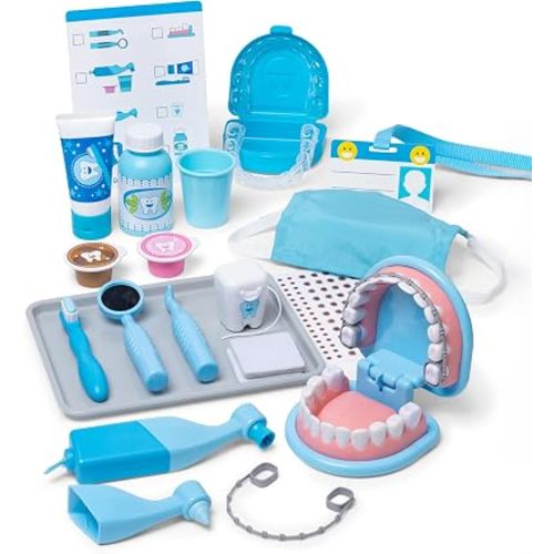 Melissa & Doug Super Smile Dentist Play Set, 25-Piece Dentist Kit with Oversized Teeth, Large Tools & Accessories, Kids Toys for Girls & Boys 3+